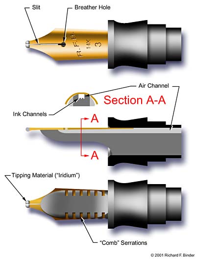 Nib, feed, and section Nib, feed, and section